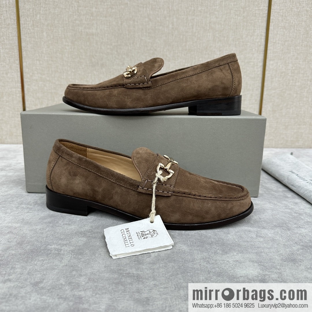 💋💍BC's new Brunello Cucinell * horseback buckle calfskin suede moccasins