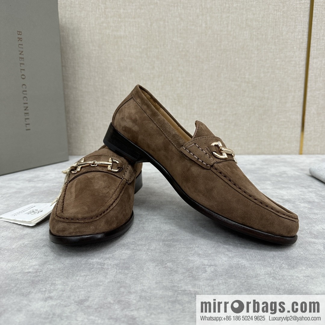 💋💍BC's new Brunello Cucinell * horseback buckle calfskin suede moccasins