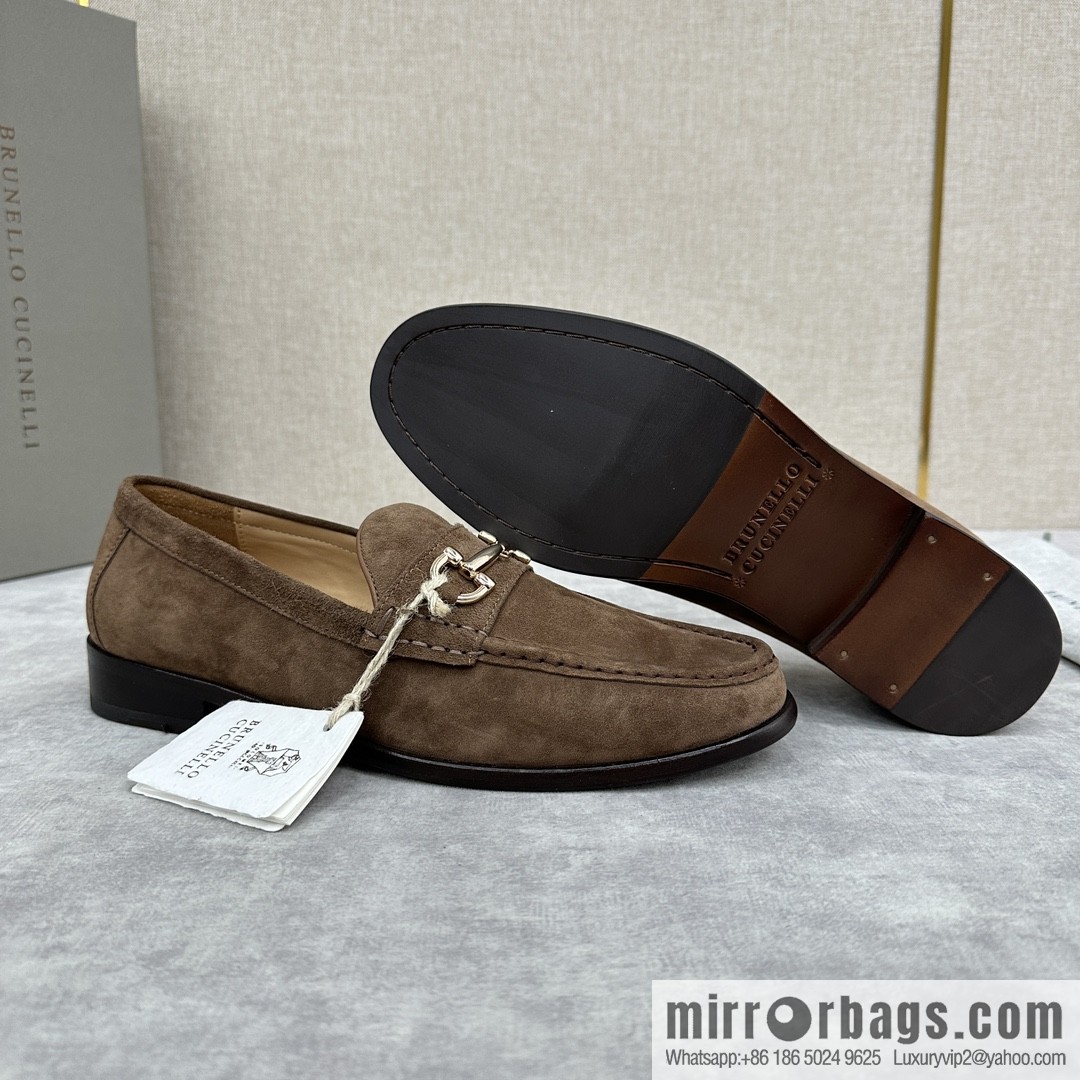 💋💍BC's new Brunello Cucinell * horseback buckle calfskin suede moccasins