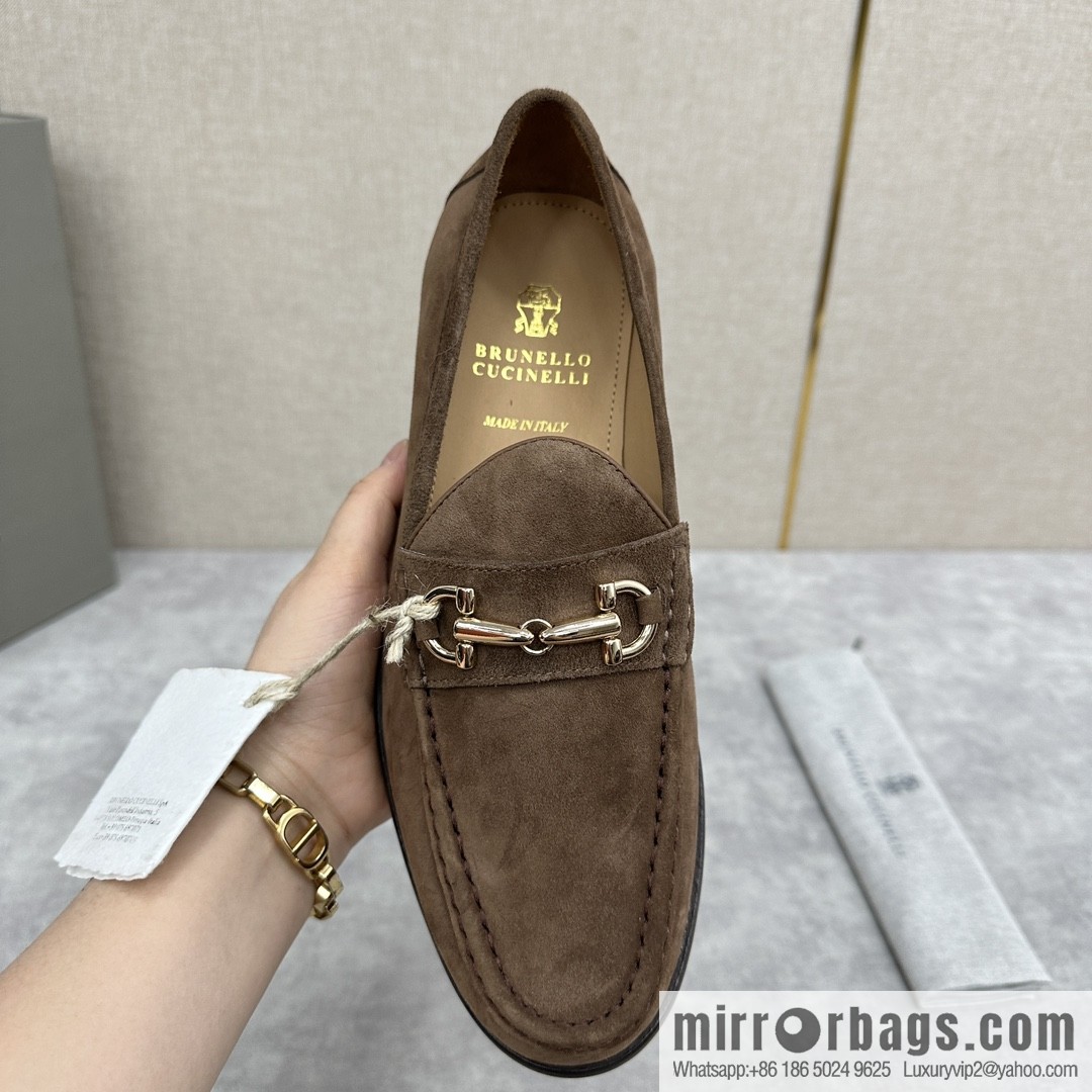💋💍BC's new Brunello Cucinell * horseback buckle calfskin suede moccasins