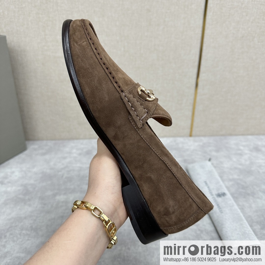 💋💍BC's new Brunello Cucinell * horseback buckle calfskin suede moccasins