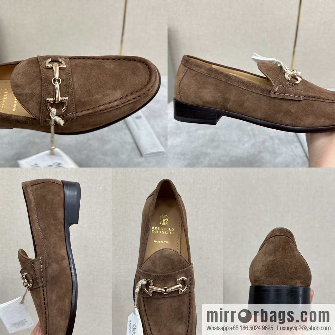 💋💍BC's new Brunello Cucinell * horseback buckle calfskin suede moccasins