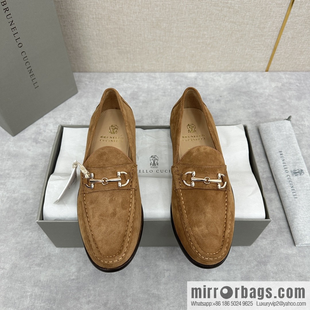 💋💍BC's new Brunello Cucinell * horseback buckle calfskin suede moccasins