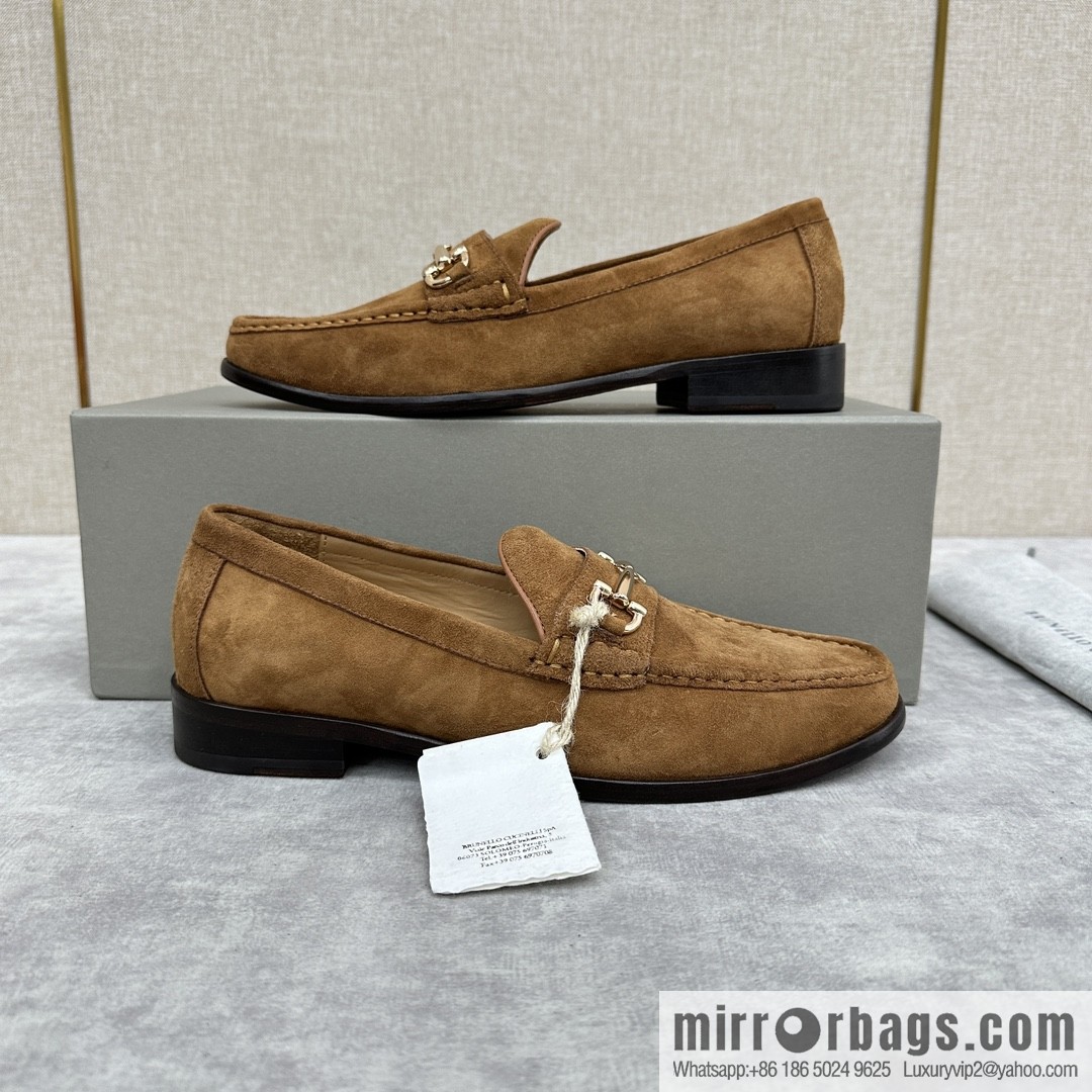 💋💍BC's new Brunello Cucinell * horseback buckle calfskin suede moccasins