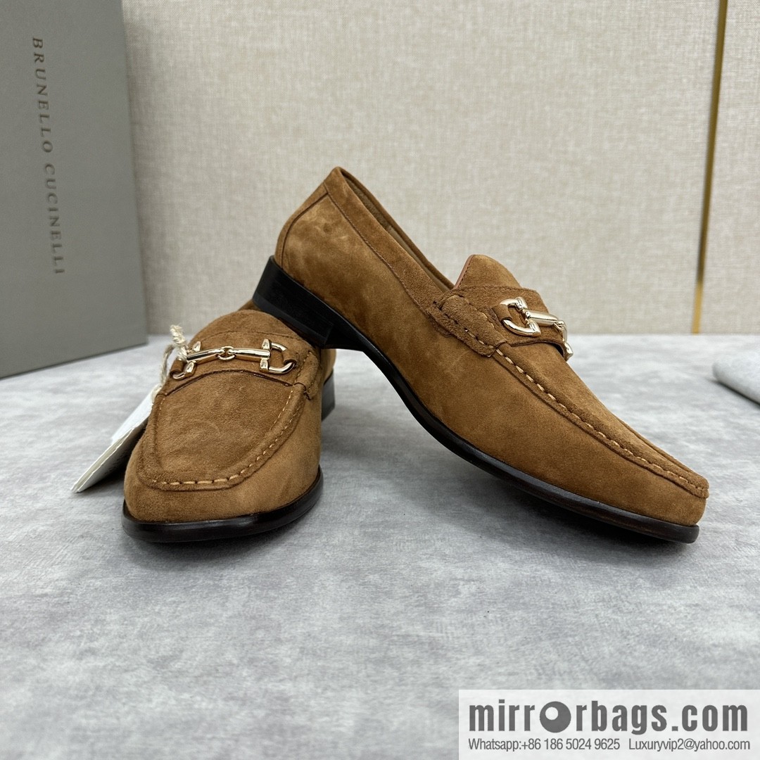 💋💍BC's new Brunello Cucinell * horseback buckle calfskin suede moccasins
