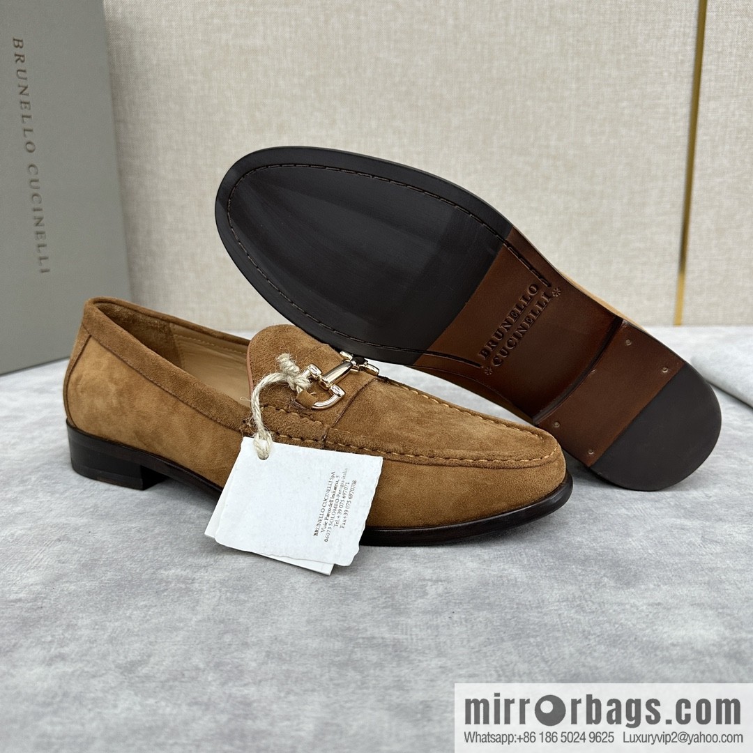 💋💍BC's new Brunello Cucinell * horseback buckle calfskin suede moccasins