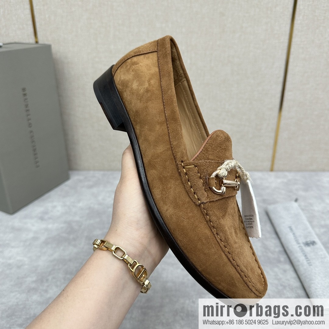 💋💍BC's new Brunello Cucinell * horseback buckle calfskin suede moccasins