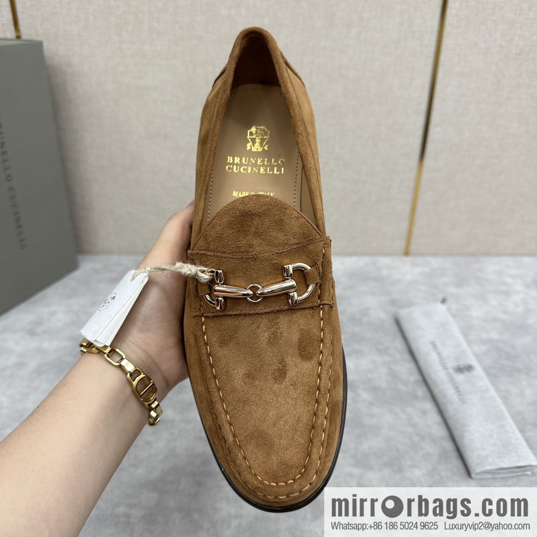 💋💍BC's new Brunello Cucinell * horseback buckle calfskin suede moccasins