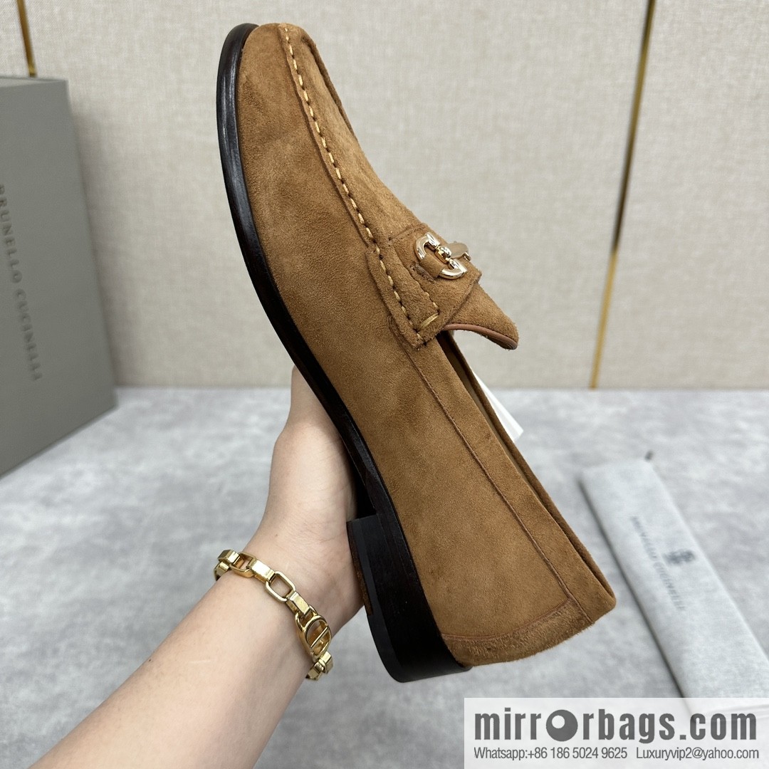 💋💍BC's new Brunello Cucinell * horseback buckle calfskin suede moccasins