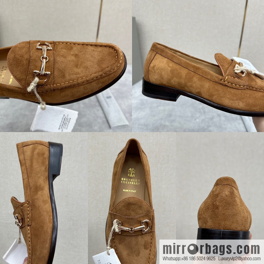 💋💍BC's new Brunello Cucinell * horseback buckle calfskin suede moccasins
