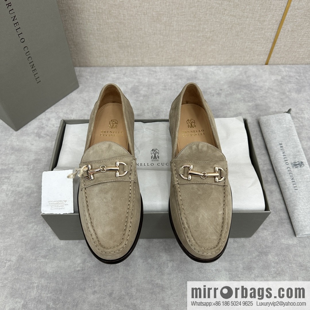 💋💍BC's new Brunello Cucinell * horseback buckle calfskin suede moccasins