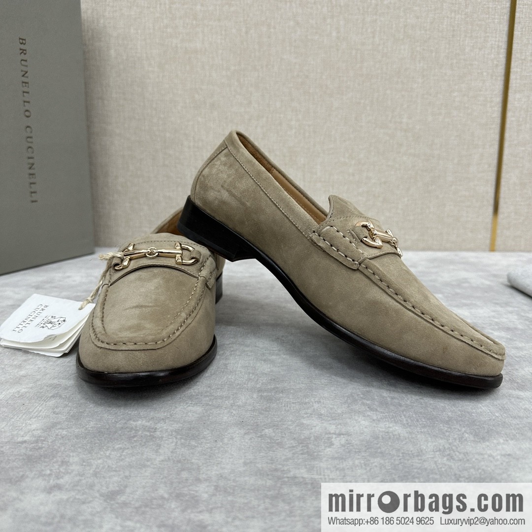 💋💍BC's new Brunello Cucinell * horseback buckle calfskin suede moccasins