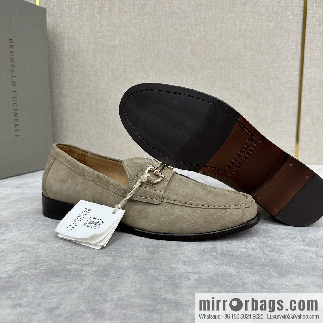 💋💍BC's new Brunello Cucinell * horseback buckle calfskin suede moccasins
