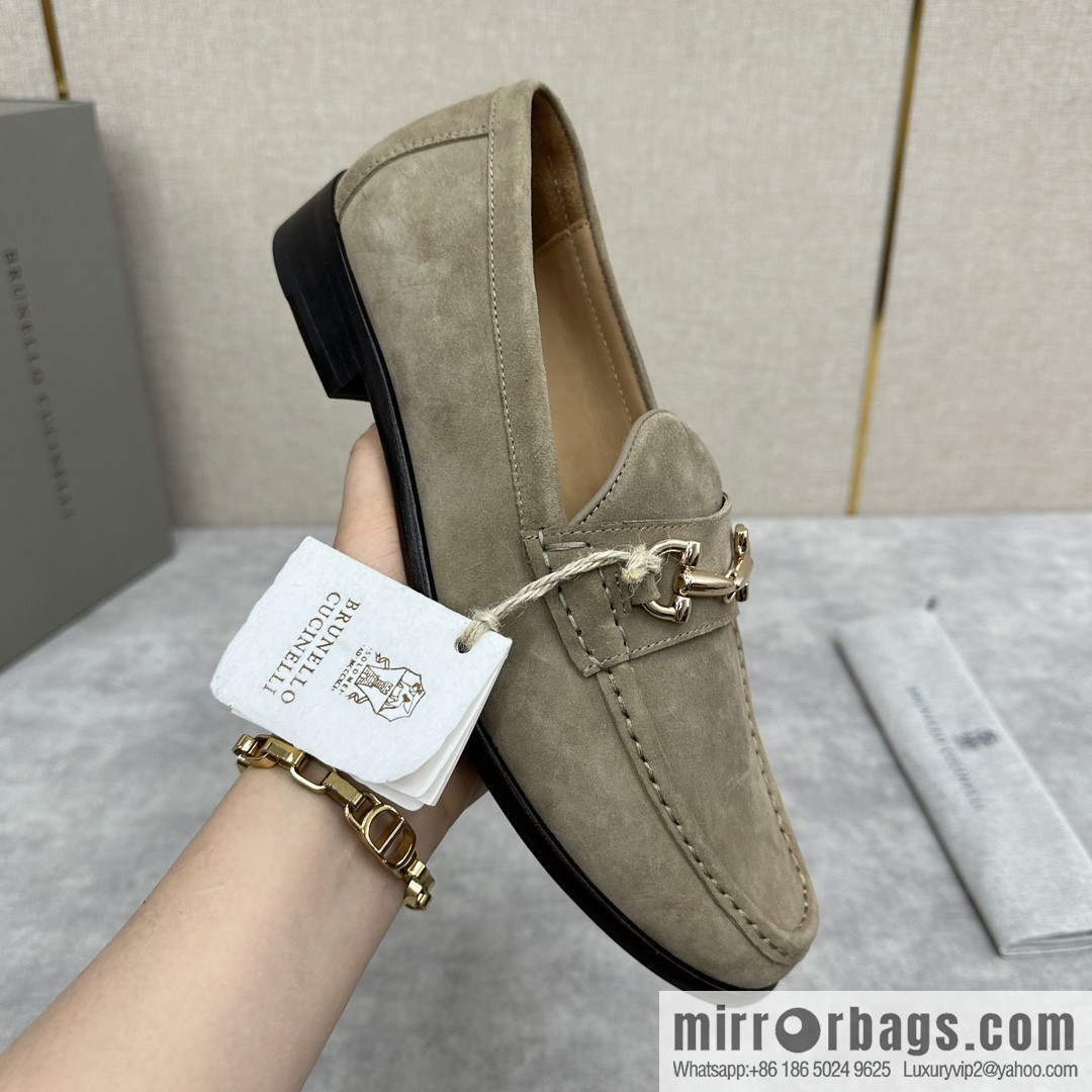 💋💍BC's new Brunello Cucinell * horseback buckle calfskin suede moccasins