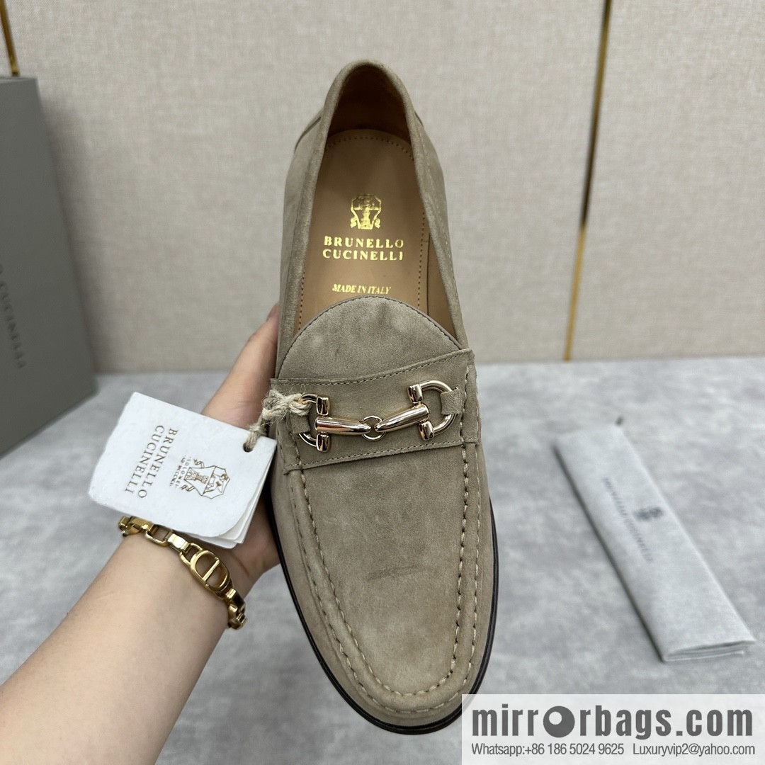 💋💍BC's new Brunello Cucinell * horseback buckle calfskin suede moccasins