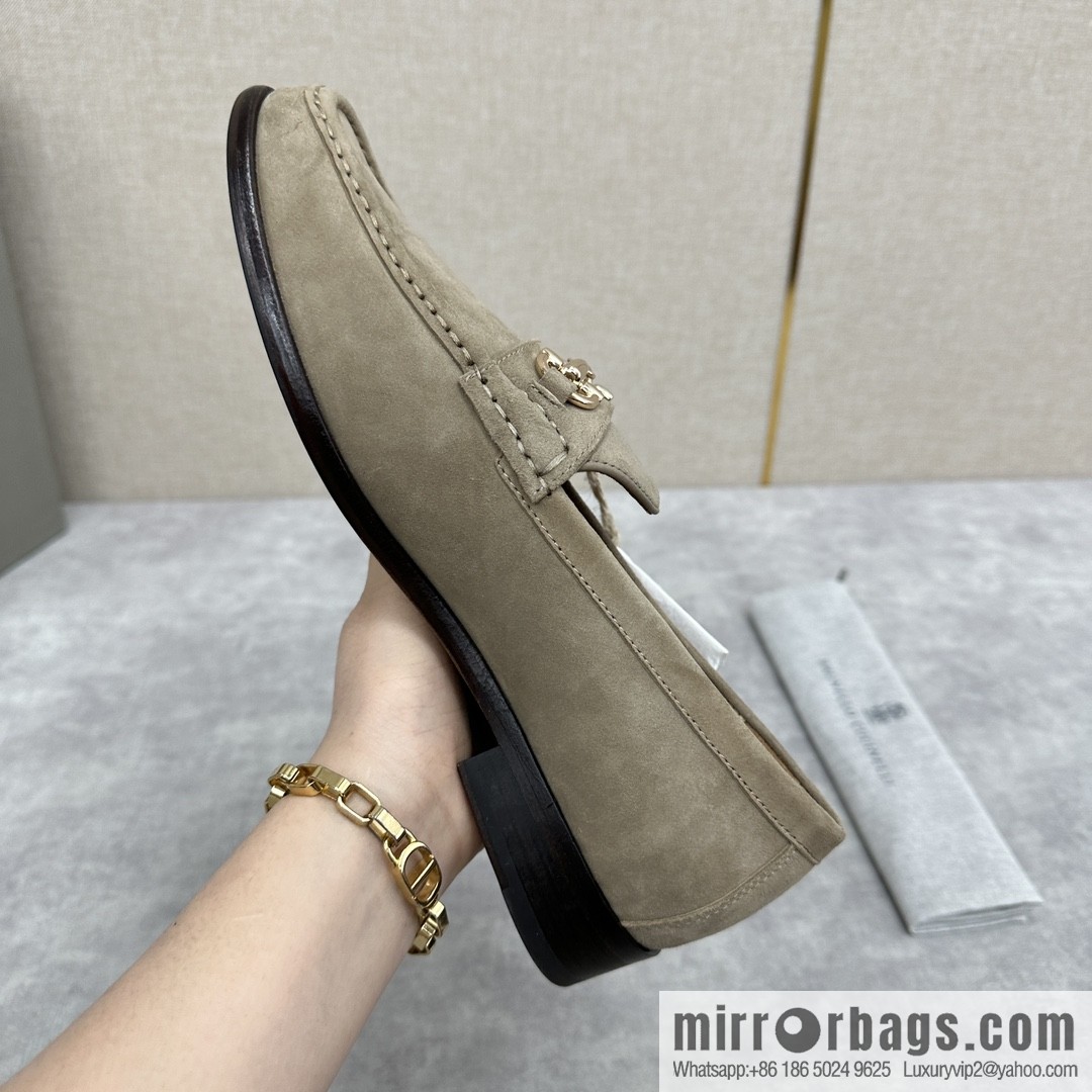 💋💍BC's new Brunello Cucinell * horseback buckle calfskin suede moccasins