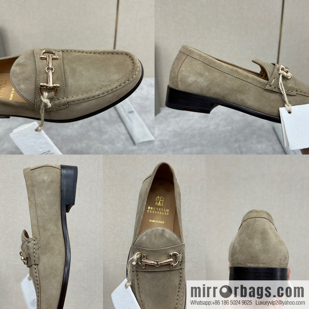 💋💍BC's new Brunello Cucinell * horseback buckle calfskin suede moccasins