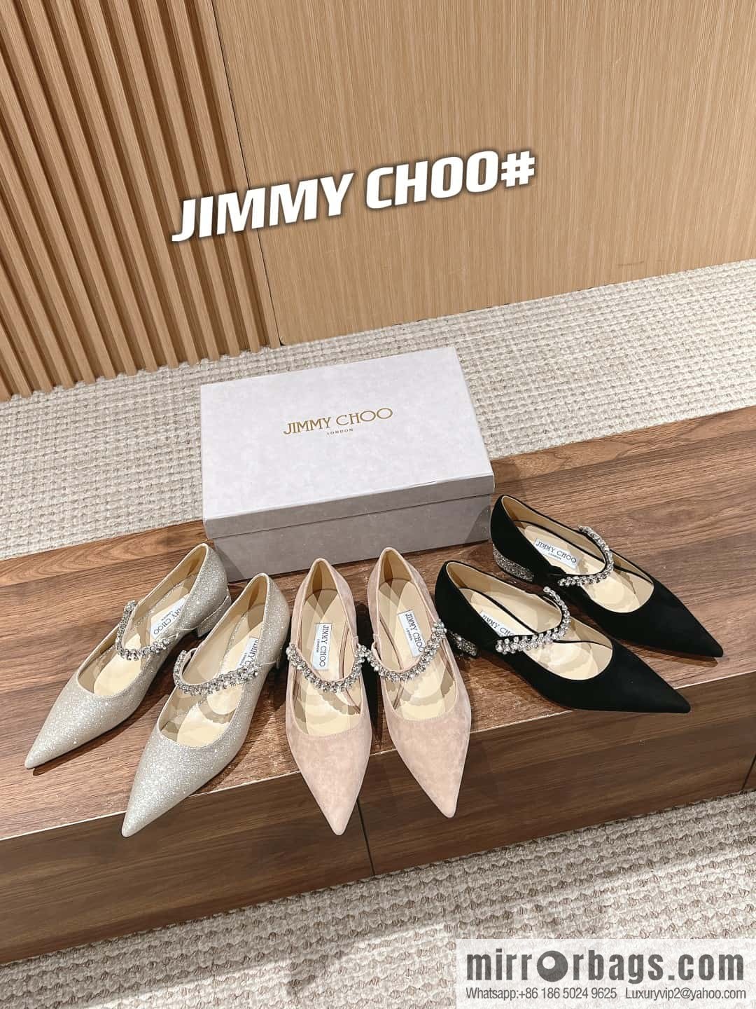 [】𝐉𝐢𝐦𝐦𝐲 𝐂𝐡𝐨𝐨# Zhou Yangjie classic word diamond belt Mary Jane shoes