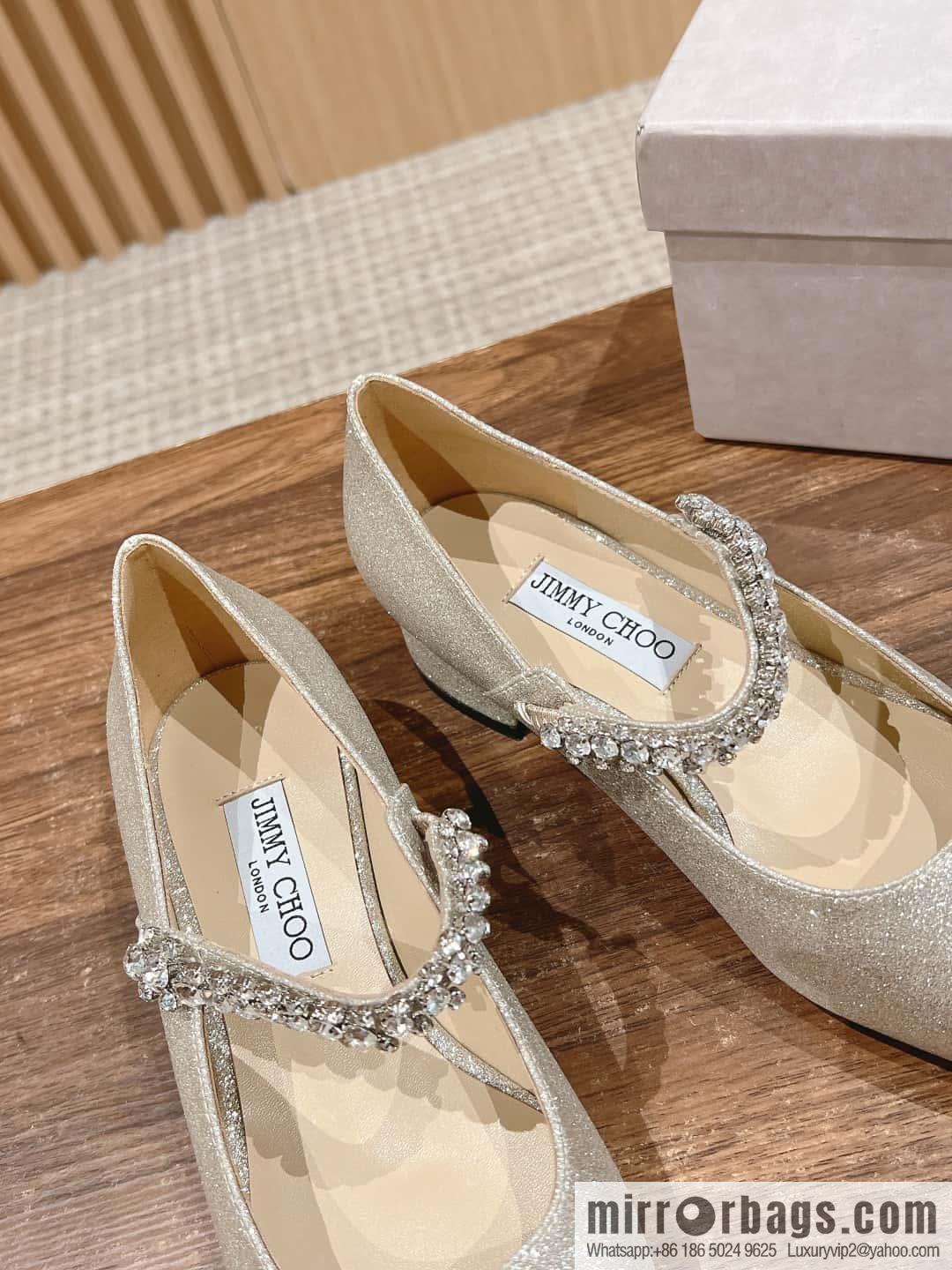 [】𝐉𝐢𝐦𝐦𝐲 𝐂𝐡𝐨𝐨# Zhou Yangjie classic word diamond belt Mary Jane shoes