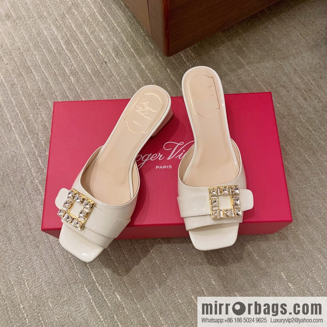 [Roger Vivier purchasing level] Muller sandals Très Vivier series RV diamond buckle Muller thick heel slippers