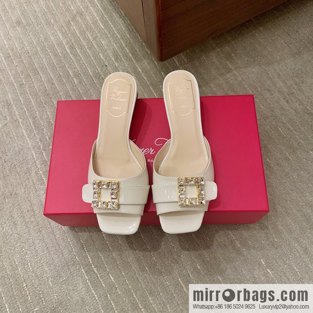 [Roger Vivier purchasing level] Muller sandals Très Vivier series RV diamond buckle Muller thick heel slippers