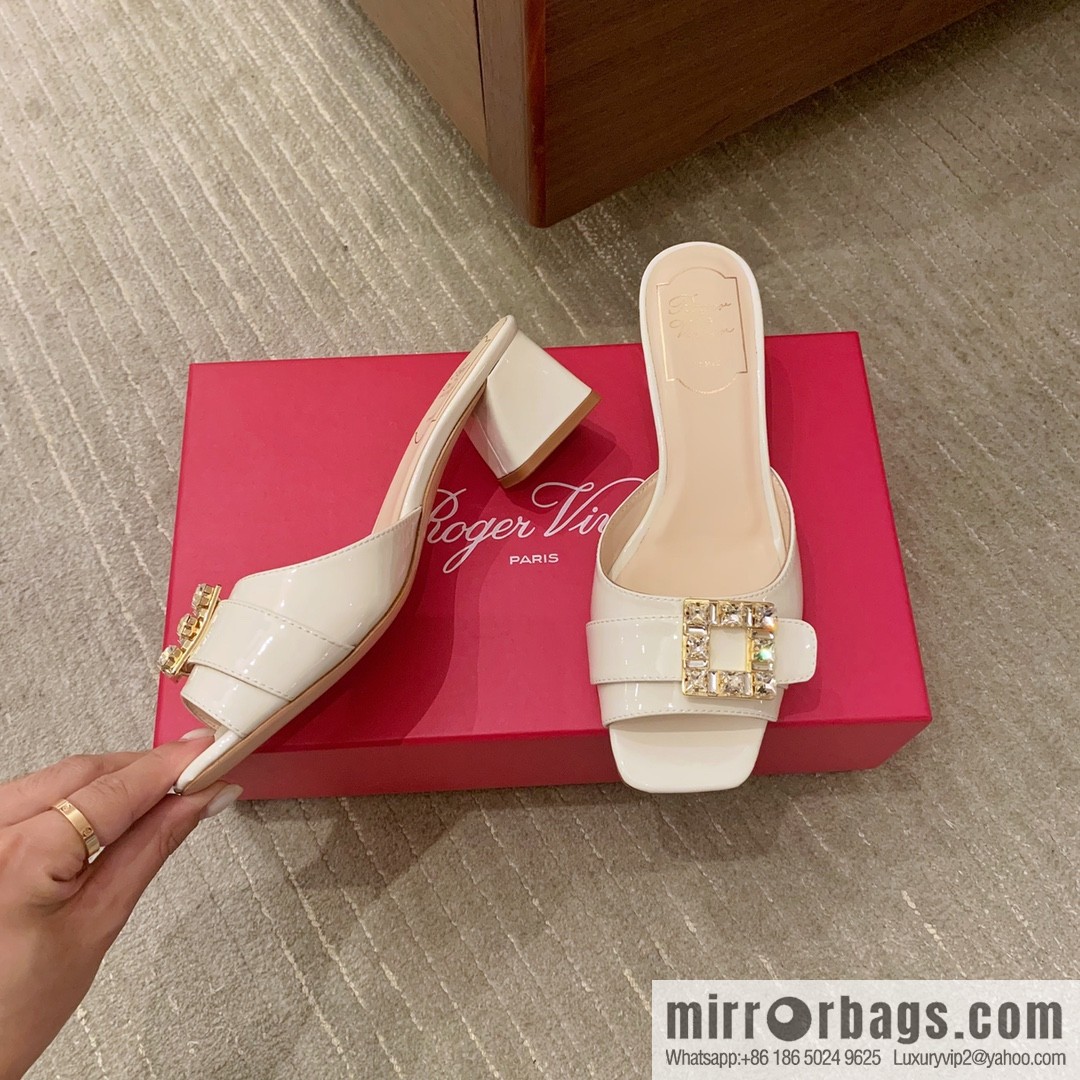 [Roger Vivier purchasing level] Muller sandals Très Vivier series RV diamond buckle Muller thick heel slippers