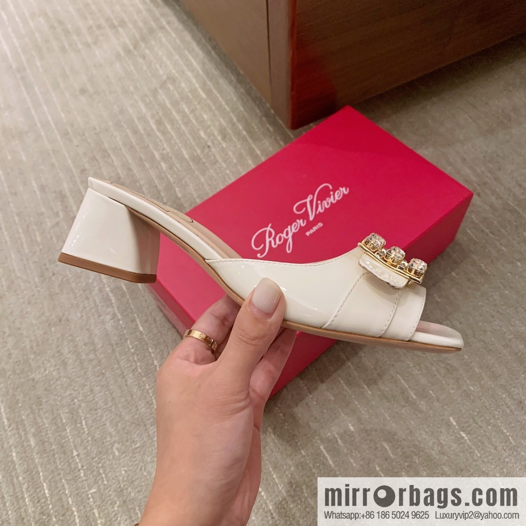 [Roger Vivier purchasing level] Muller sandals Très Vivier series RV diamond buckle Muller thick heel slippers