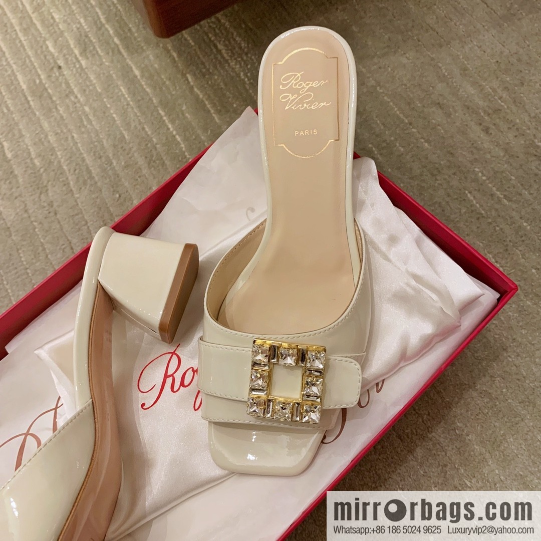 [Roger Vivier purchasing level] Muller sandals Très Vivier series RV diamond buckle Muller thick heel slippers