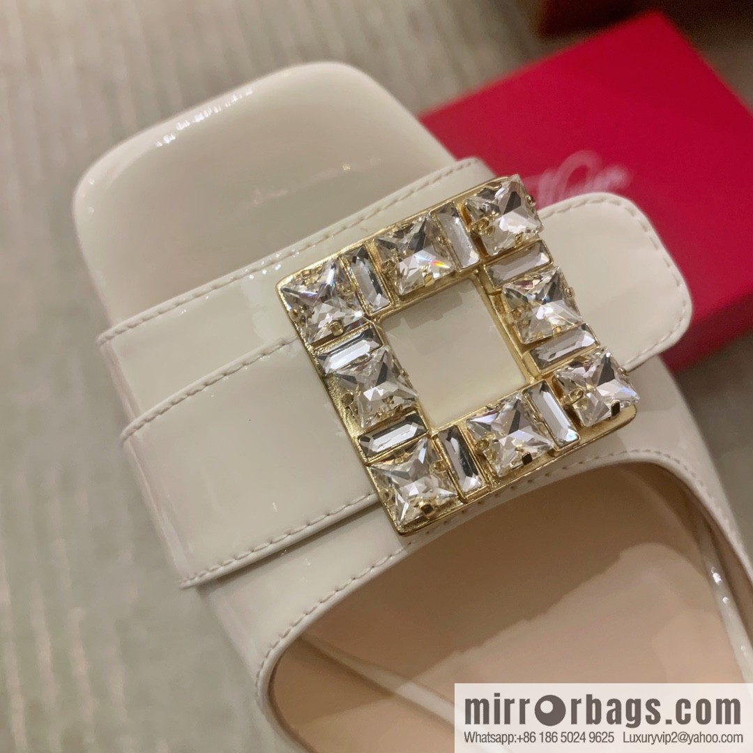 [Roger Vivier purchasing level] Muller sandals Très Vivier series RV diamond buckle Muller thick heel slippers