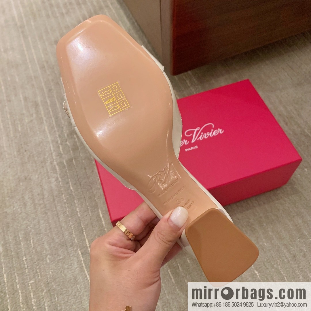 [Roger Vivier purchasing level] Muller sandals Très Vivier series RV diamond buckle Muller thick heel slippers