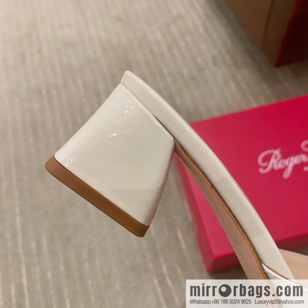 [Roger Vivier purchasing level] Muller sandals Très Vivier series RV diamond buckle Muller thick heel slippers
