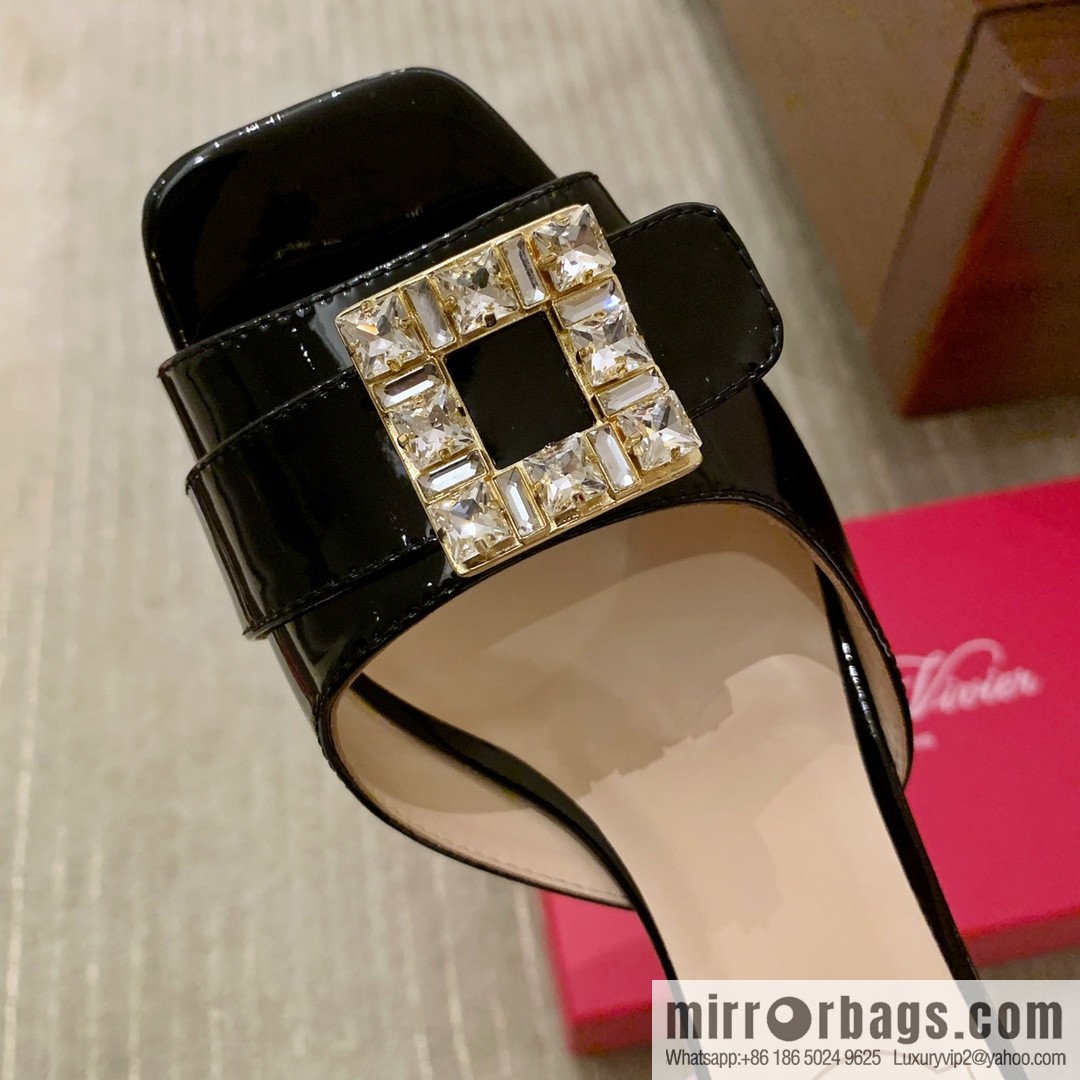 [Roger Vivier purchasing level] Muller sandals Très Vivier series RV diamond buckle Muller thick heel slippers