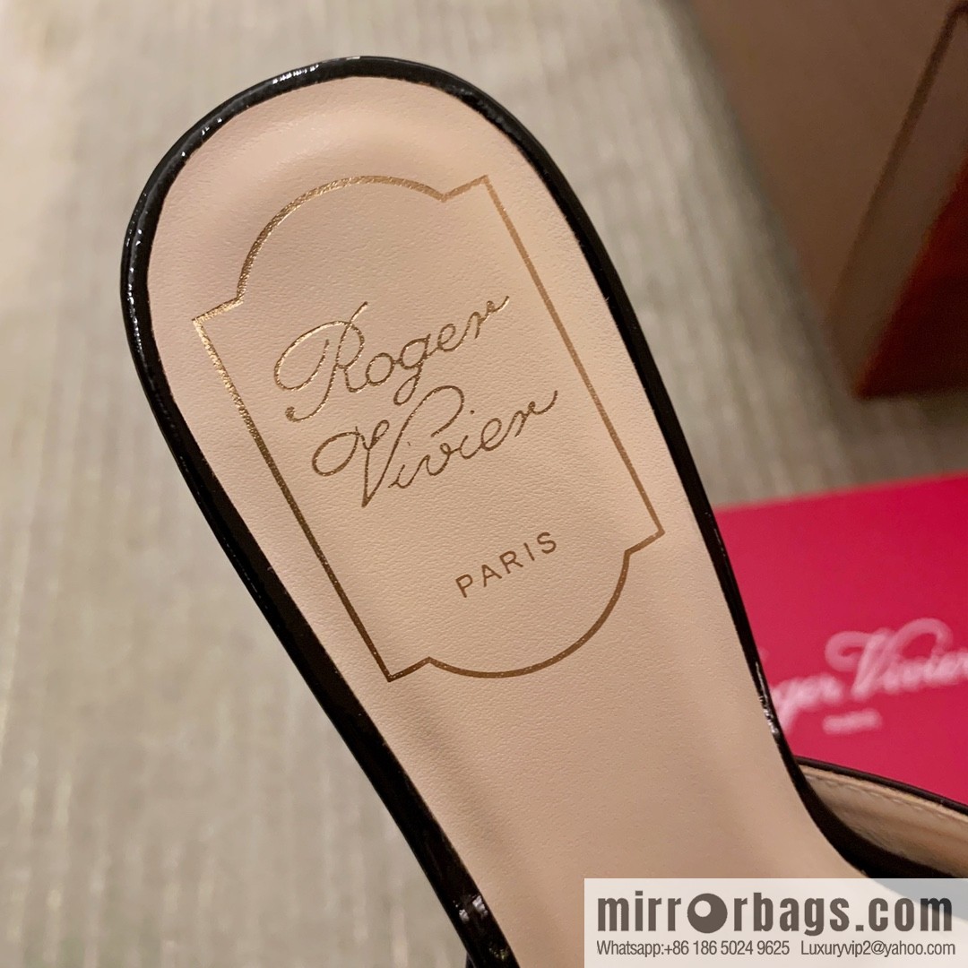 [Roger Vivier purchasing level] Muller sandals Très Vivier series RV diamond buckle Muller thick heel slippers