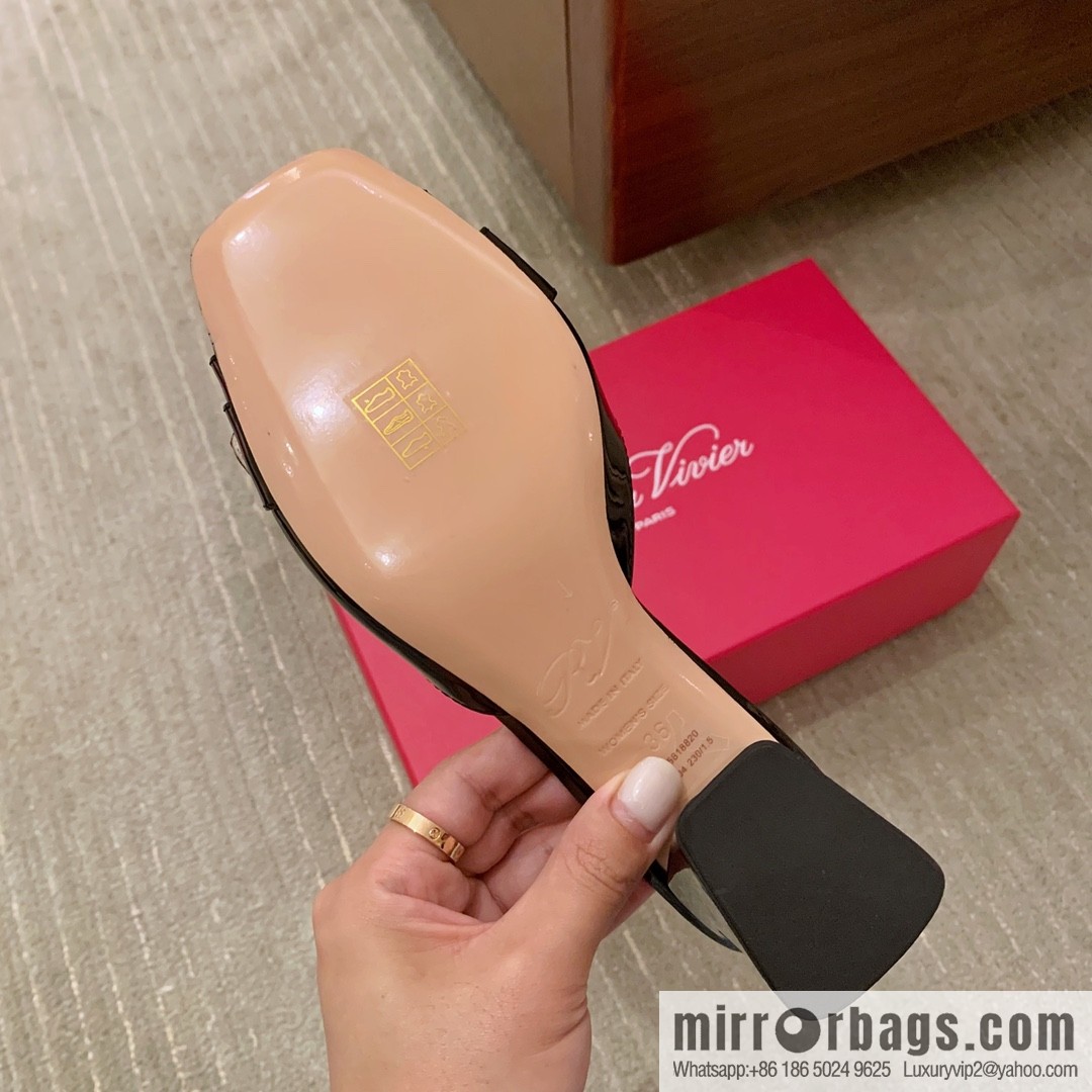 [Roger Vivier purchasing level] Muller sandals Très Vivier series RV diamond buckle Muller thick heel slippers