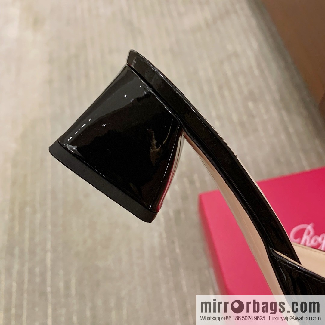 [Roger Vivier purchasing level] Muller sandals Très Vivier series RV diamond buckle Muller thick heel slippers