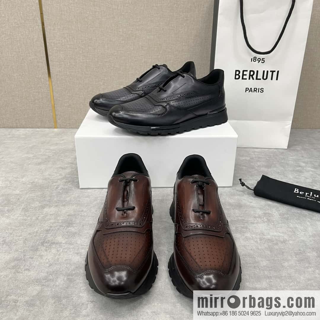 💋💍Berlut Bruti, Upgraded 3rd Generation Private Mold Outsole Fast Track Leather and Nylon Sneakers