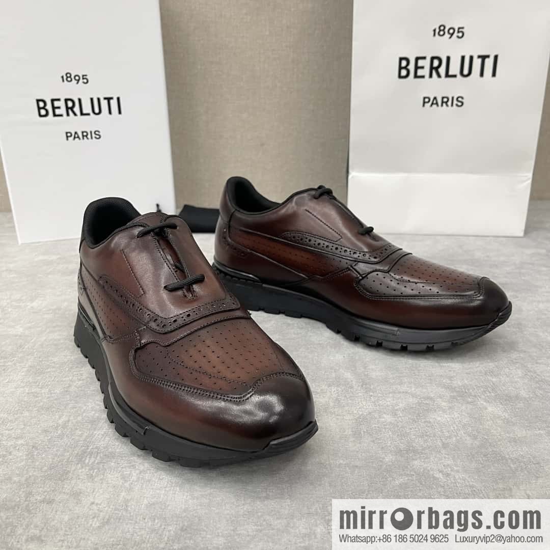 💋💍Berlut Bruti, Upgraded 3rd Generation Private Mold Outsole Fast Track Leather and Nylon Sneakers