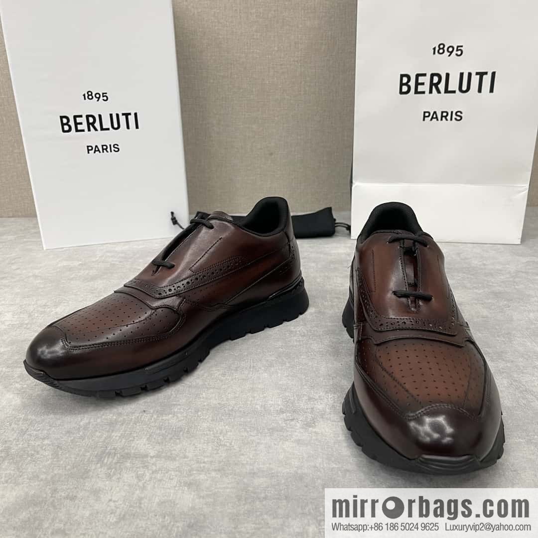 💋💍Berlut Bruti, Upgraded 3rd Generation Private Mold Outsole Fast Track Leather and Nylon Sneakers