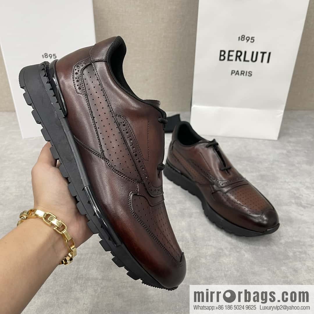 💋💍Berlut Bruti, Upgraded 3rd Generation Private Mold Outsole Fast Track Leather and Nylon Sneakers