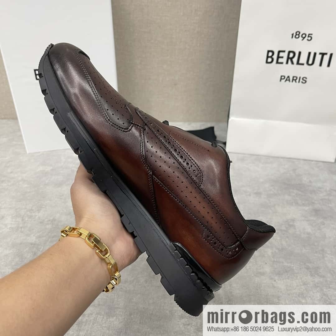 💋💍Berlut Bruti, Upgraded 3rd Generation Private Mold Outsole Fast Track Leather and Nylon Sneakers