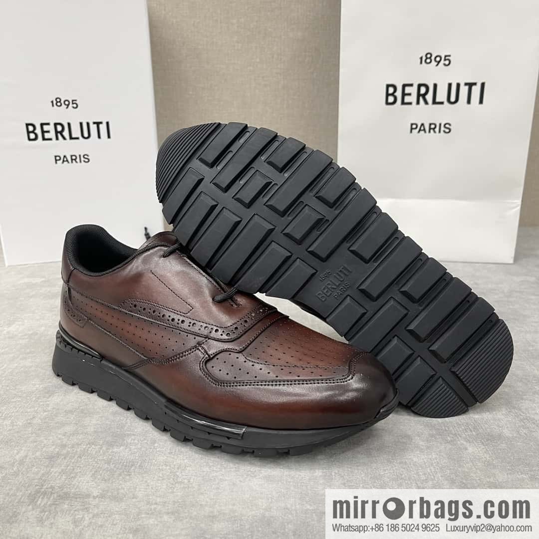 💋💍Berlut Bruti, Upgraded 3rd Generation Private Mold Outsole Fast Track Leather and Nylon Sneakers