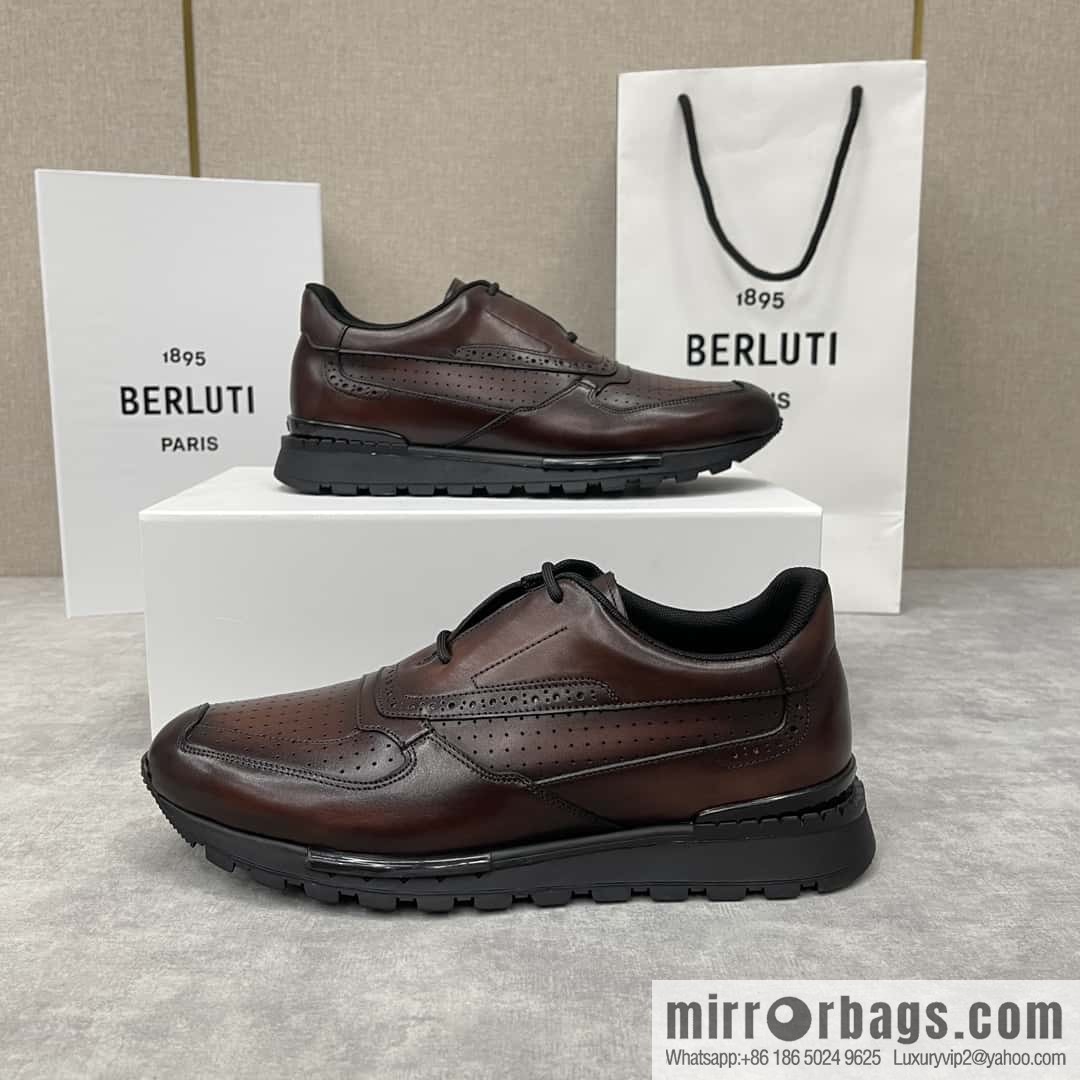 💋💍Berlut Bruti, Upgraded 3rd Generation Private Mold Outsole Fast Track Leather and Nylon Sneakers