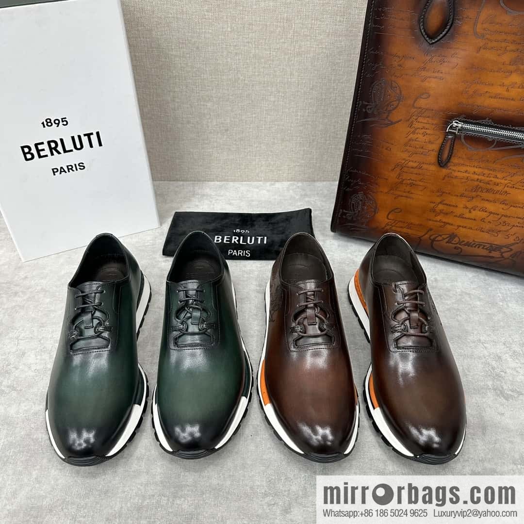 💋💍Berlut Bruti, Upgraded 3rd Generation Private Mold Outsole Fast Track Leather and Nylon Sneakers