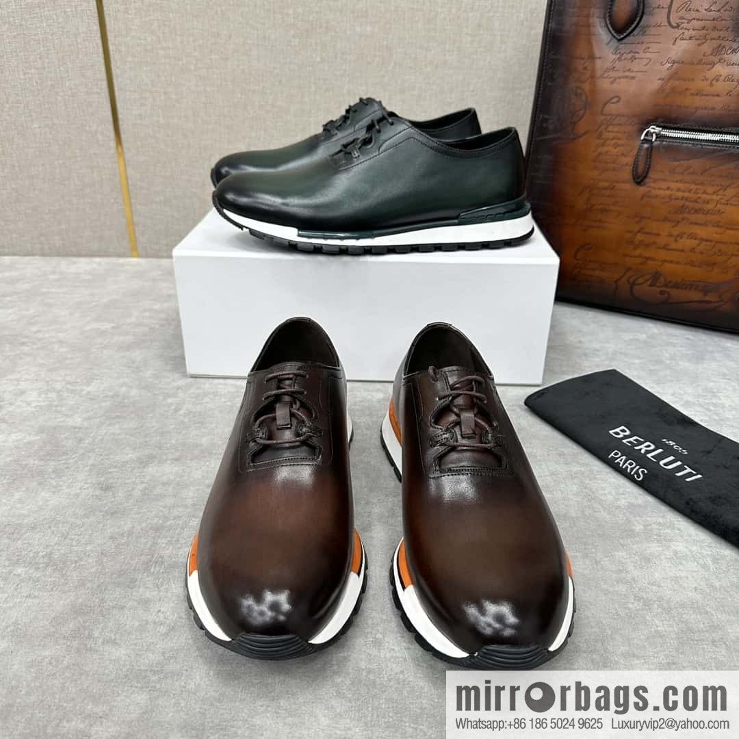 💋💍Berlut Bruti, Upgraded 3rd Generation Private Mold Outsole Fast Track Leather and Nylon Sneakers