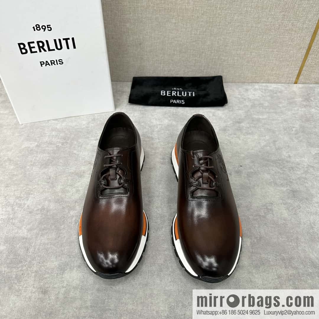 💋💍Berlut Bruti, Upgraded 3rd Generation Private Mold Outsole Fast Track Leather and Nylon Sneakers