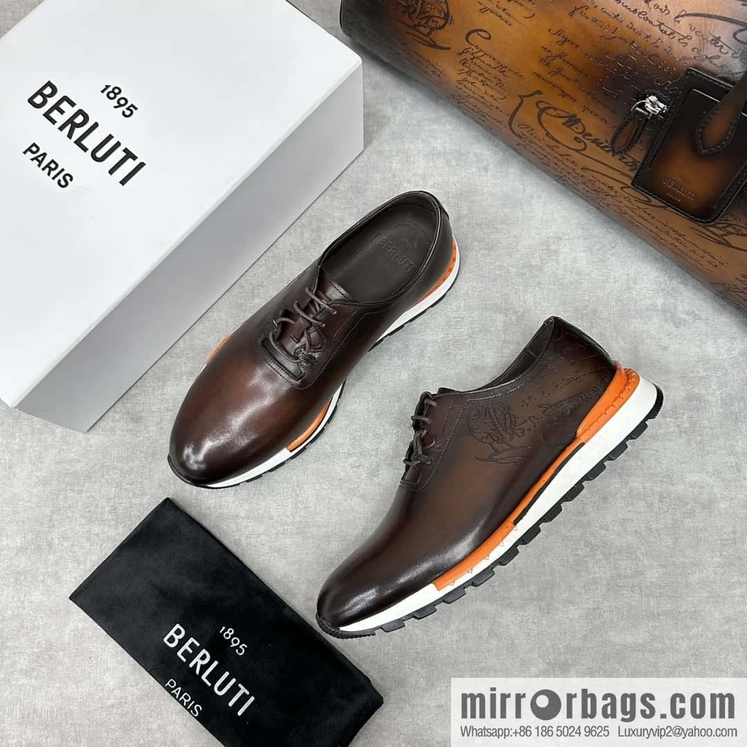 💋💍Berlut Bruti, Upgraded 3rd Generation Private Mold Outsole Fast Track Leather and Nylon Sneakers
