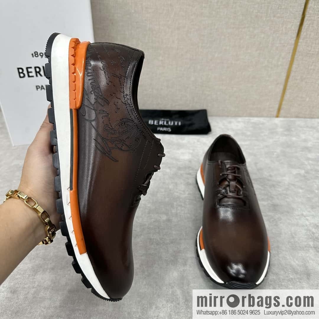 💋💍Berlut Bruti, Upgraded 3rd Generation Private Mold Outsole Fast Track Leather and Nylon Sneakers