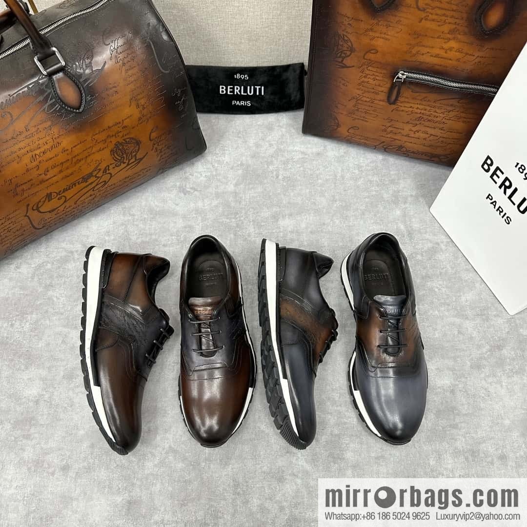 💋💍Berlut Bruti, Upgraded 3rd Generation Private Mold Outsole Fast Track Leather and Nylon Sneakers