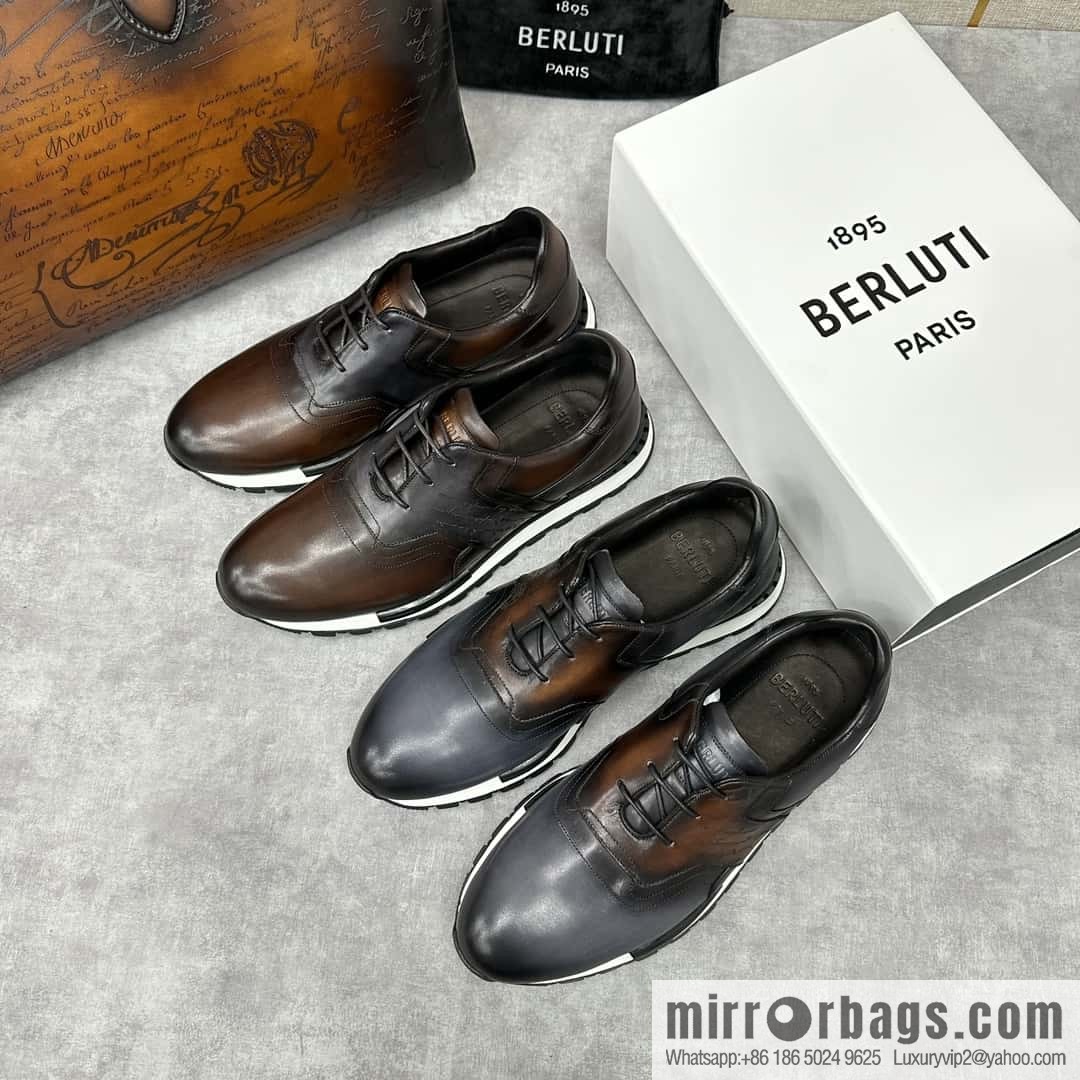 💋💍Berlut Bruti, Upgraded 3rd Generation Private Mold Outsole Fast Track Leather and Nylon Sneakers