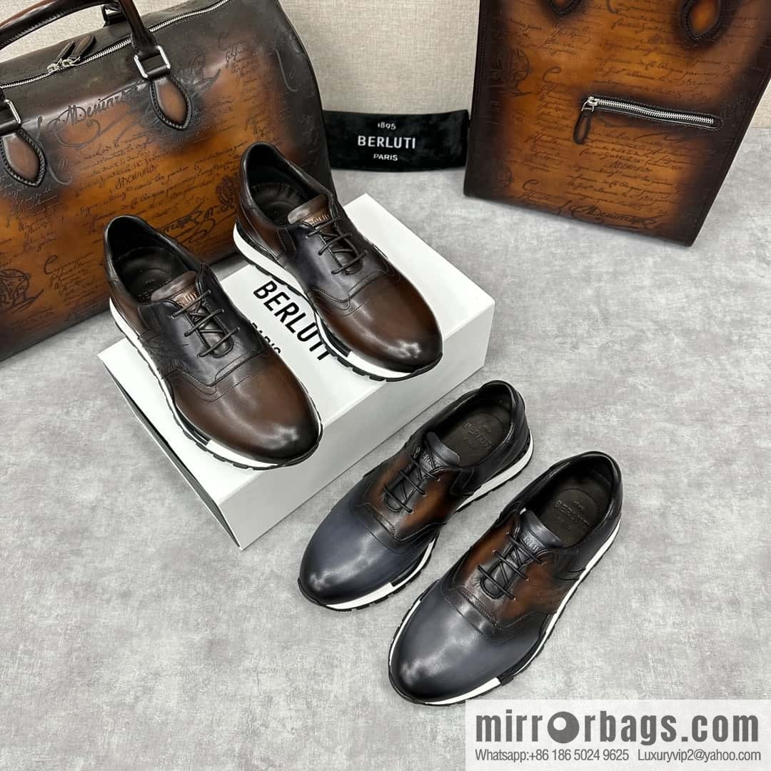 💋💍Berlut Bruti, Upgraded 3rd Generation Private Mold Outsole Fast Track Leather and Nylon Sneakers